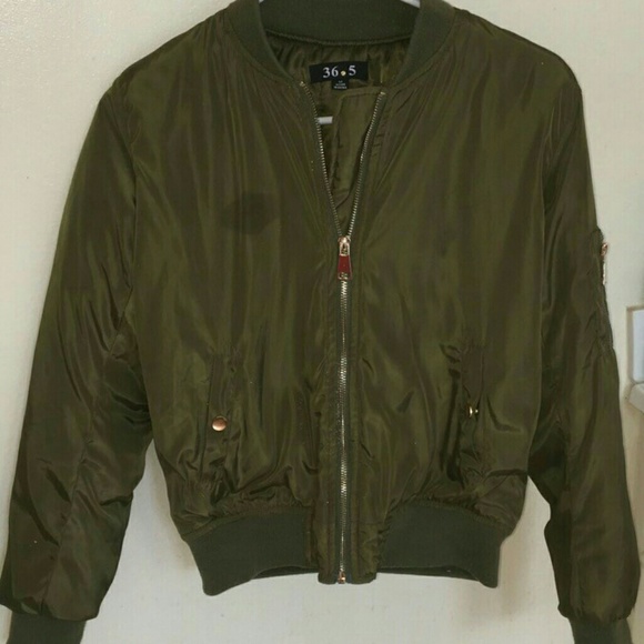 green nylon bomber jacket